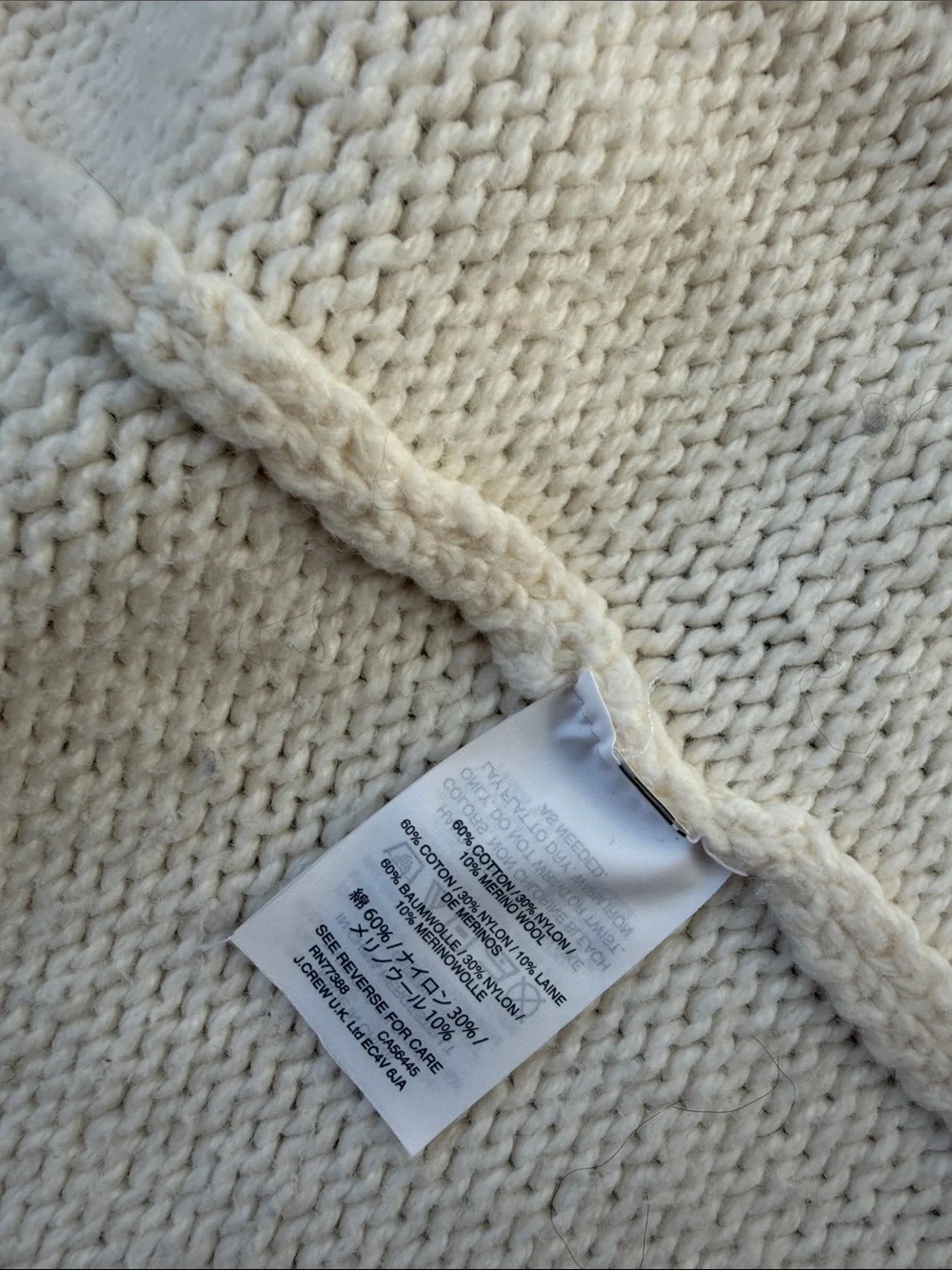 J. Crew Cream Open-Front Knit Cardigan